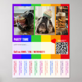 Druckbare farbenfrohe Flyer-Vorlage QR-Code Regenb Poster (Vorne)