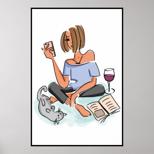 Druckbare Frau beim Multitasking Poster (Vorne)