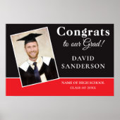 Druckbare Gratulation Absolvent Foto Name Schwarz  Poster (Vorne)