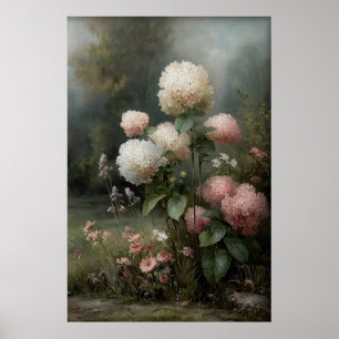 Druckbare Hydrangea-Wandkunst, Antique Frühling Poster