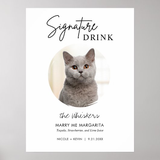 druckbare Katzenhochzeitschrift Drinks Bar signier Poster (Vorne)