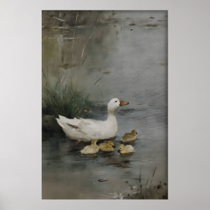 Druckbare Kunst der Entenfamilie, minimalistischer Poster