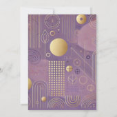 Druckbare Lila- & Gold skandinavische Muster Einladung (Rückseite)