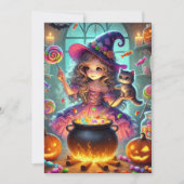druckbare Niedliche Whimsical HexenHalloween-Lecke Einladung (Vorderseite)