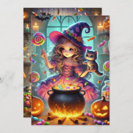 druckbare Niedliche Whimsical HexenHalloween-Lecke Einladung