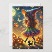 druckbare Niedliche Whimsical Hexenkürme Halloween Einladung (Vorderseite)