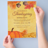 Druckbare Orange Kürbis Thanksgiving-Dinnerparty Flyer (Hand)