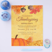 Druckbare Orange Kürbis Thanksgiving-Dinnerparty Flyer (Einzeln)