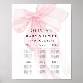 Druckbare rosa Schleife Baby Shower Sitzplan Poster