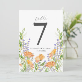 Druckbare Tischnummer Wasserfarben-Blume