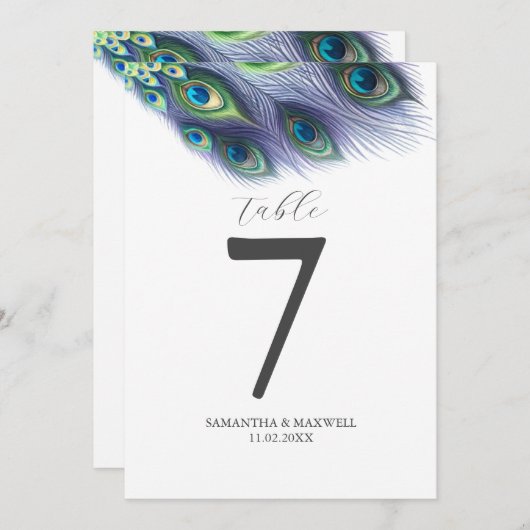 Druckbare Tischnummer Wasserfarbenfedern (Vorne/Hinten)