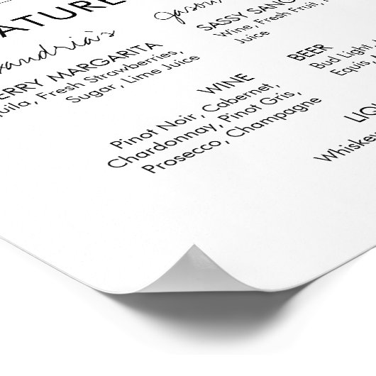 druckbare Unterschrift für das Signature Drinks Ba Poster (Ecke)