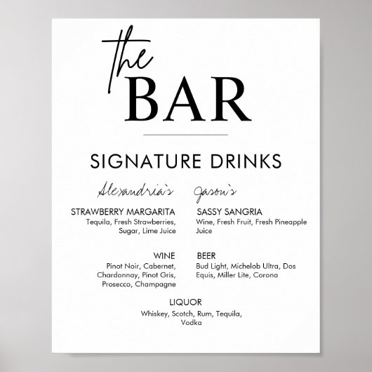 druckbare Unterschrift für das Signature Drinks Ba Poster (Vorne)