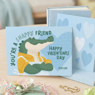 Druckbare Valentinstagskarten für Kinder Alligator Einladung
