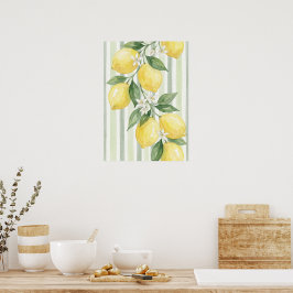 Druckbare Wandkunst Zitrone Aquarell Botanik Poster