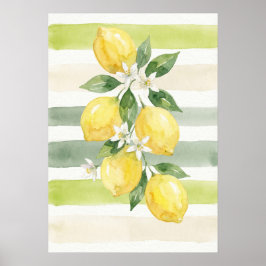 Druckbare Wandkunst Zitrone Aquarell Botanisch Poster