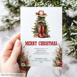 Druckbare Weihnachtsgrußkarte im Wildwest-Stil  Feiertagskarte