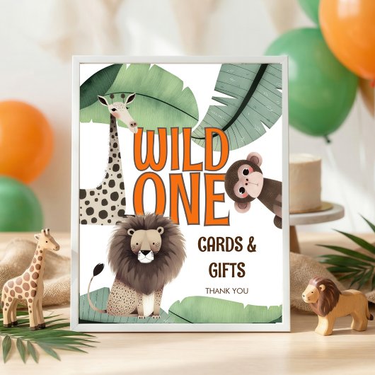 Druckbare Wild One Safari-Karten Geschenke 1. Gebu Poster