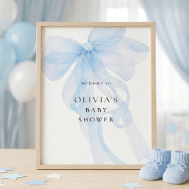 Druckbarer blauer Bogen Willkommen zur Babyparty Poster