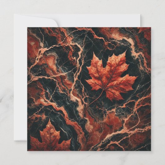 Druckbares Autumnal Marble Rusty Blätter Scrapbook Einladung (Rückseite)