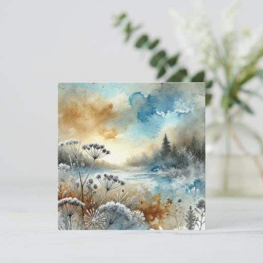 Druckbares Autumnal Watercolor Morning Scrapbook Einladung (Stehend Vorderseite)