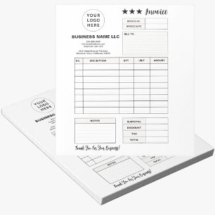 Druckbares Bestellformular, Rechnung mit benutzerd Notizblock