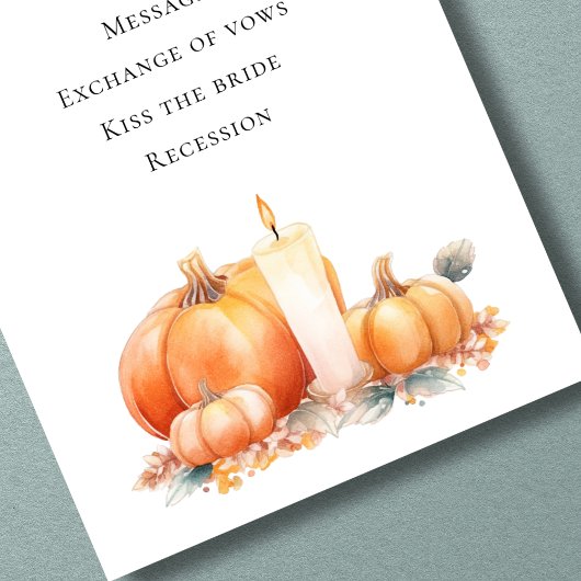 Druckbares Fall Pumpkins Candle Wedding Programm