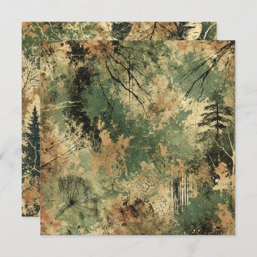 Druckbares Fallen Forest bedrückt Tinte Scrapbook Einladung (Vorne/Hinten)