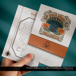 druckbares Halloween Easy Word Search Business Feiertagskarte