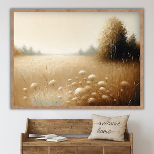Druckbares Landschaftsbild eines Wildblumenfeldes Poster