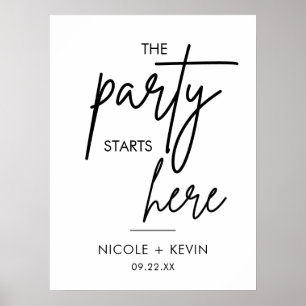 Druckbares Party beginnt hier Begrüßungszeichen Poster