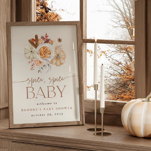 Druckbares Pumpkin Spice Baby Shower Willkommenssc Poster