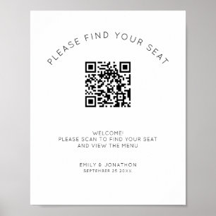 Druckbares QR-Code-Seekarte Schwarz/Weiß Poster