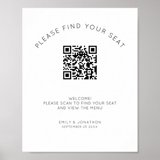 Druckbares QR-Code-Seekarte Schwarz/Weiß Poster (Vorne)