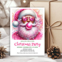 Druckbares Rosa Santa Bubble Gum Lustiges Weihnach