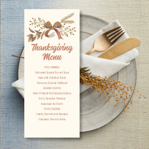 Druckbares Thanksgiving-Menü Einladung