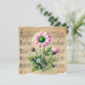 Druckbares Vintages Pink & Green Daisies Scrapbook Einladung (Stehend Vorderseite)