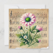 Druckbares Vintages Pink & Green Daisies Scrapbook Einladung (Vorderseite)