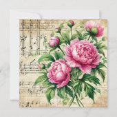 Druckbares Vintages Rosa und grüne Peonies-Scrapbo Einladung (Rückseite)