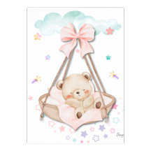 Druckbares Wandbild mit schlafendem Teddybär 