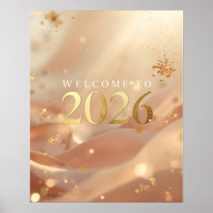 Druckbares „Willkommen im Jahr 2026“-Poster – Gold Poster