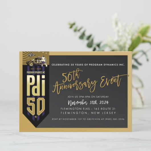 DRUCKBESTELLUNG für Griechenland - 50-jähriges PDI Einladung (Stehend Vorderseite)