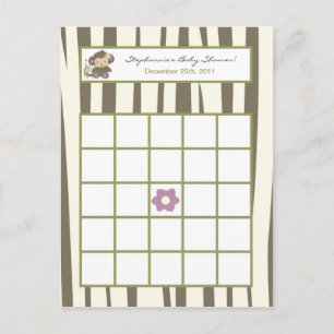 Druckbingo-Karte Jacana Mädchen-Dschungel-Zoo-Tier Einladungspostkarte