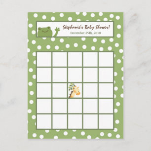 Druckbingo-Karten-Safari-Dschungel-Tier-Grün Einladungspostkarte