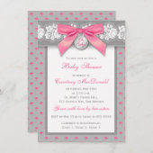 DRUCKbogen graue Blumenspitze-Babyparty laden ein Einladung (Vorne/Hinten)