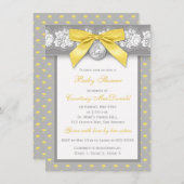 DRUCKbogen graue Blumenspitze-Babyparty laden ein Einladung (Vorne/Hinten)