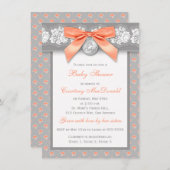 DRUCKbogen graue Blumenspitze-Babyparty laden ein Einladung (Vorne/Hinten)