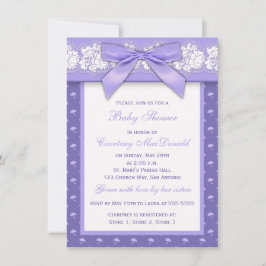 DRUCKbogen lila Blumenspitze-Baby-Dusche laden ein Einladung