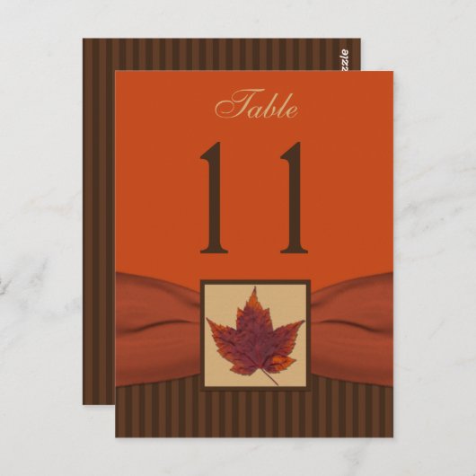 DRUCKBON-Herbstleaf, Streifen-Tischnummer Postkarte (Vorne/Hinten)