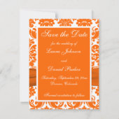 DRUCKBON Orange Damask Foto Save the Date (Rückseite)